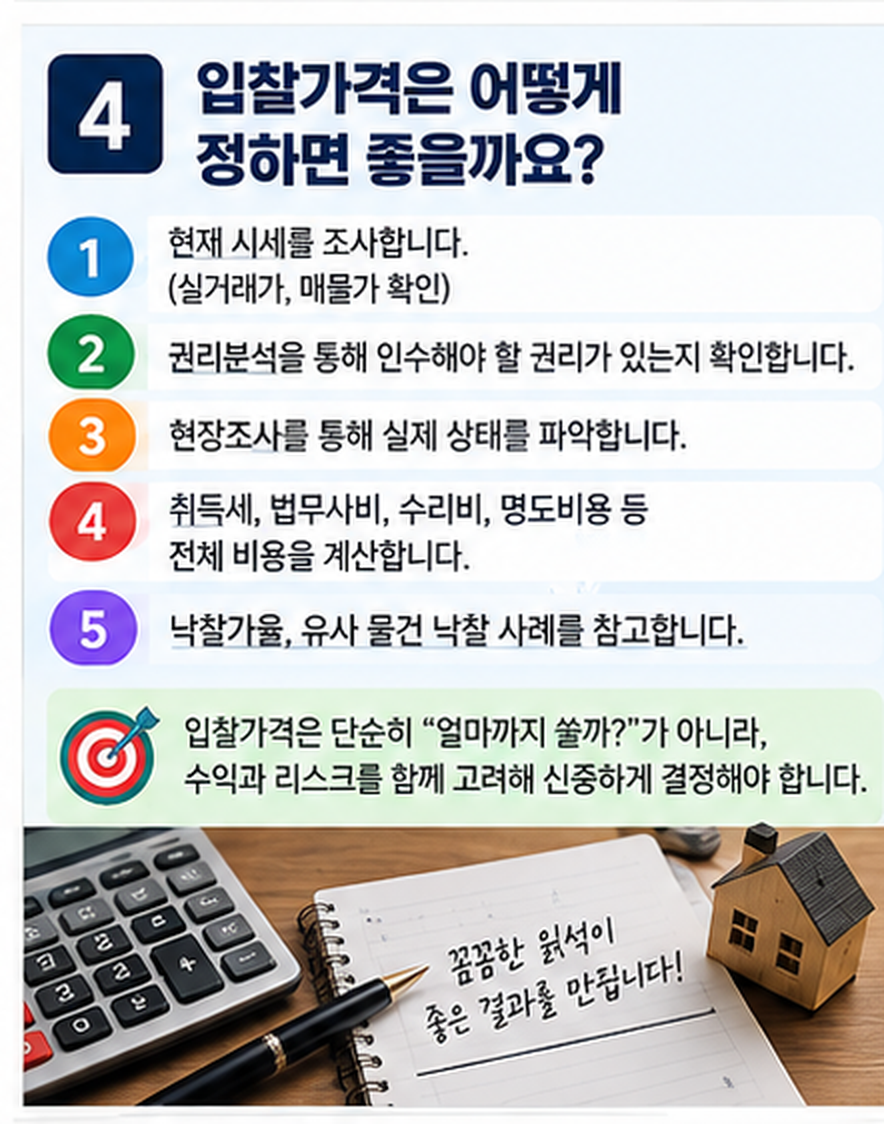 부동산 경매 입찰가격 정할 때 고려해야 할 사항